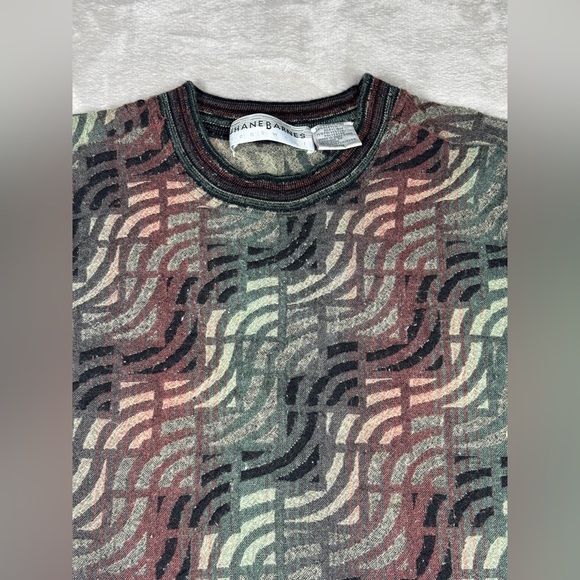 Vintage Men’s Jhane Barnes Menswear Wool Blend Geometric Grandpa Sweater Medium - Picture 6 of 16